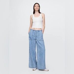 Drawstring jeans / Mid Rise UltraSoft Easy Baggy Jeans Medium LONG